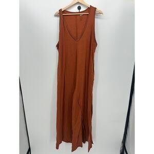Natural Life Womens Burnt Orange Romper Jumpsuit Sleeveless Wide Leg Oversized